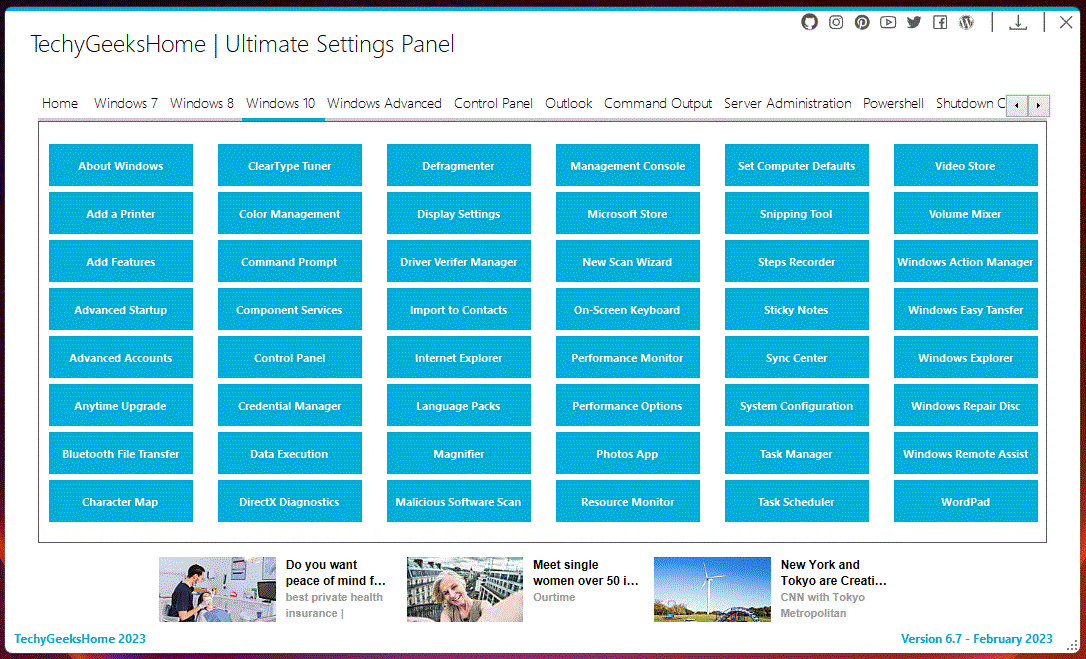 Ultimate Settings Panel screenshot