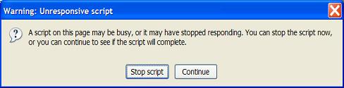 Firefox unresponsive script error