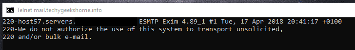 Test your SMTP server using Windows Telnet Feature 1
