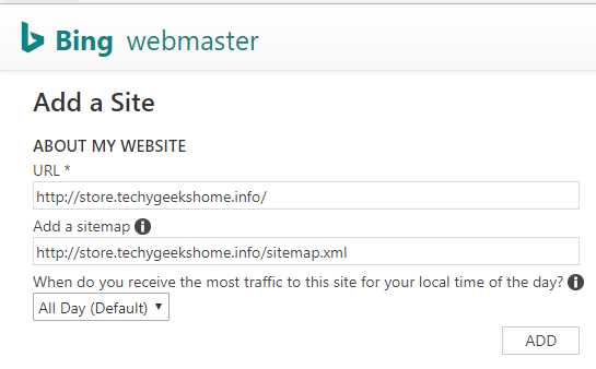 Bing Search Console Submit URL