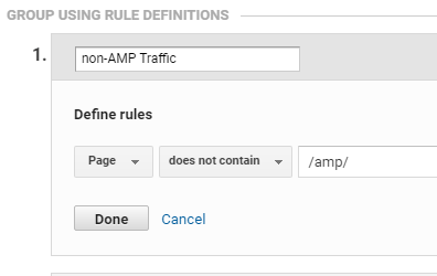 Google Analytics content grouping does not contain amp