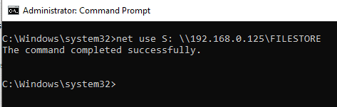 Windows Command Prompt Mapping Successful