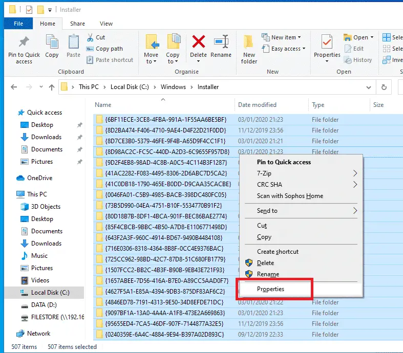 Windows Installer Folder Properties