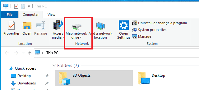 Windows Map Network Drive from File Explorer