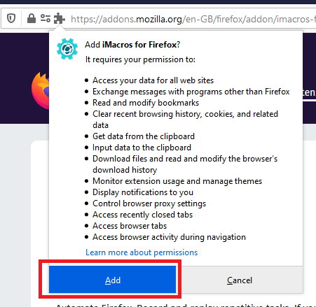 Mozilla Firefox iMacros Extension Install